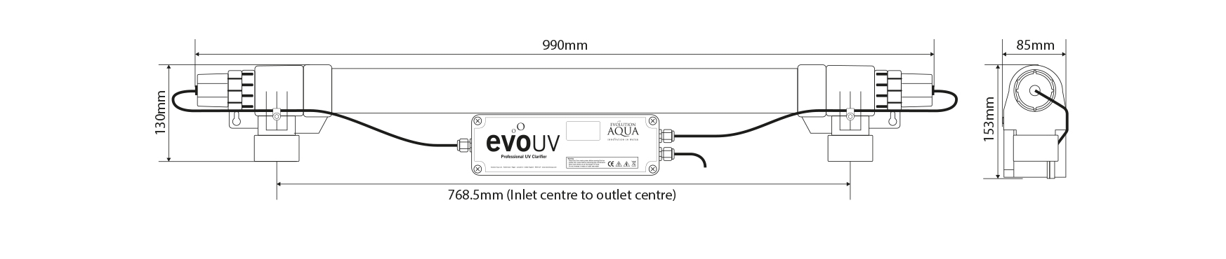 Evolution Aqua EvoUV Ultraviolet Unit 15w 25w 30w 55w Koi Pond UV Filter 
