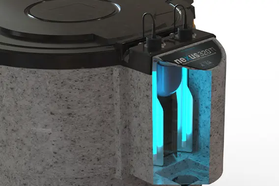 Built-In Titanium UV Clarifier – Enhanced Water Clarity Integrated Titanium UV Clarifier in Nexus Ti Filter