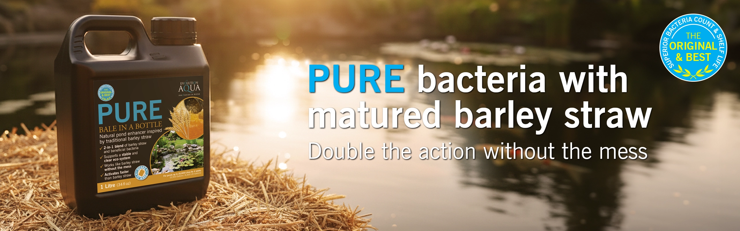 PURE Bale In A Bottle – Natural Pond Enhancer with Barley Straw and Beneficial Bacteria
